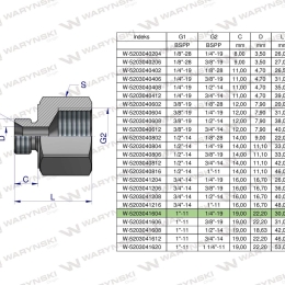 Tulejka różnicowa hydrauliczna calowa AB 1"GZ x 1/4"GW BSP Waryński