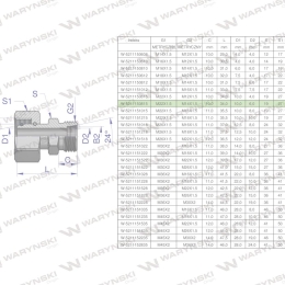Złączka hydrauliczna metryczna AB (XKOR) A-M22x1.5 15L / B-M14x1.5 08L Waryński ( sprzedawane po 2 )