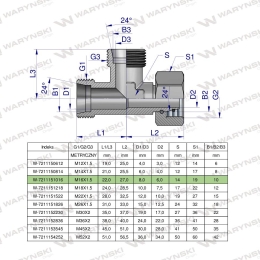 Trójnik hydrauliczny niesymetryczny metryczny BBA M16x1.5 10L (XEVL) Waryński ( sprzedawane po 2 )