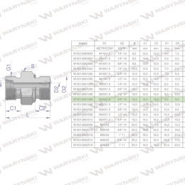 Przyłączka hydrauliczna (odmiana ciężka XGE) BB M22x1.5 14S x 3/8" BSP ED Waryński ( sprzedawane po 5 )