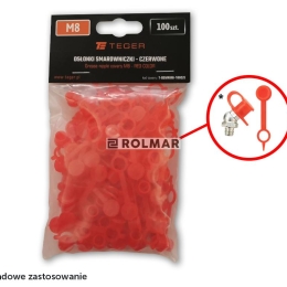 Zestaw osłonek smarowniczki M8 kolor czerwony TEGER (sprzedawane po 100szt.)