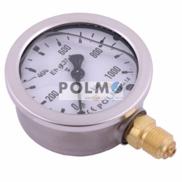 Manometr glicerynowy M63 0-1000 bar dolne przyłącze G1/4" POLMO