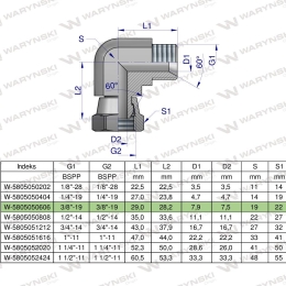 Kolanko hydrauliczne calowe AB 3/8" BSP Waryński
