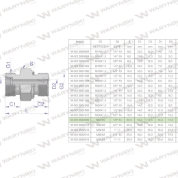Przyłączka hydrauliczna (odmiana ciężka XGE) BB M30x2 20S x 1/2" BSP ED Waryński ( sprzedawane po 2 )