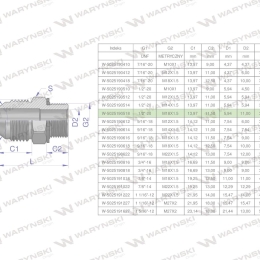 Przyłączka hydrauliczna BB 1/2"UNF (JIC) x M18x1.5 (XGE) Waryński ( sprzedawane po 2 )