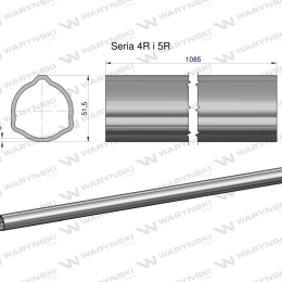 Rura zewnętrzna Seria 4R i 5R do wału 1210 przegubowo-teleskopowego 51.5x3 mm 1085 mm WARYŃSKI