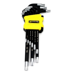 Zestaw kluczy przedłużonych TORX  T10-T50 ze stali S2 9el w uchwycie Waryński