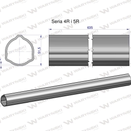 Rura zewnętrzna Seria 4R i 5R do wału 760 przegubowo-teleskopowego 51.5x3 mm 635 mm WARYŃSKI