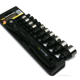 Zestaw L nasadek 1/2 z grzechotką   8 10 12 13 17 18 20 22 24 27  mm 11 el Waryński