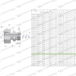 Złączka hydrauliczna metryczna AB (XKOR) A-M36x2 28L / B-M30x2 22L Waryński