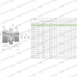 Złączka hydrauliczna redukcyjna metryczna BB M16x1.5 10L / M12x1.5 06L (XG) Waryński ( sprzedawane po 5 )