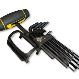 Klucze imbusowe hex wydłużone 13 szt ze stali CrV rozmiary od 1.5 do 10mm w zestawie z uchwytem pokrętłem Waryński