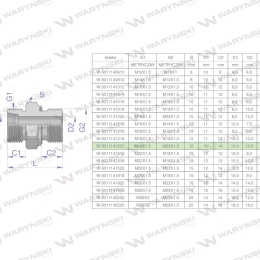 Przyłączka hydrauliczna metryczna BB (XGE) M18x1.5 12L x M22x1.5 ED Waryński ( sprzedawane po 10 )