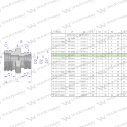Złączka hydrauliczna redukcyjna metryczna BB M18x1.5 12L / M16x1.5 10L (XG) Waryński ( sprzedawane po 10 )