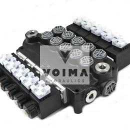 Rozdzielacz hydrauliczny 5-sekcyjny sterowany elektrycznie 12V 80L VOIMA