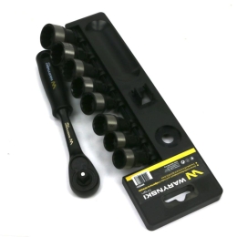 Zestaw L nasadek 3/8 15 16 17 18 19 20 22 24 mm z grzechotką Waryński