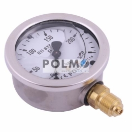 Manometr glicerynowy M63 0-250 bar dolne przyłącze G1/4" POLMO
