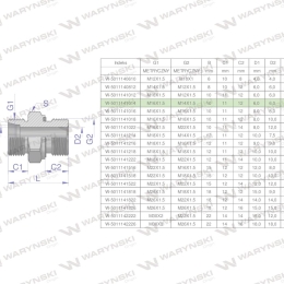 Przyłączka hydrauliczna metryczna BB (XGE) M16x1.5 10L x M14x1.5 ED Waryński ( sprzedawane po 5 )