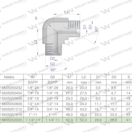 Kolanko hydrauliczne calowe BB 1 1/4" BSP (XW) Waryński