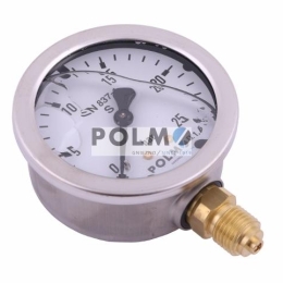 Manometr glicerynowy M63 0-25 bar dolne przyłącze G1/4" POLMO