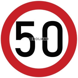 Naklejka laminowana limit prędkości 50 km/h- czerwona obwódka