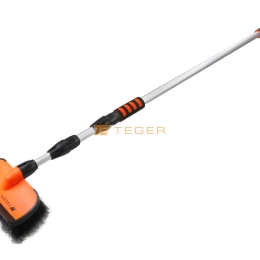 Szczotka teleskopowa - przepływowa ze ściągaczką PROFESSIONAL - LONG (dł. 180-400cm) / miękkie włosie PVC / TEGER 