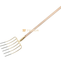 Widły gospodarcze 6-zębne do kiszonki / kukurydzy, na drewnianym trzonku, (dł. 1580 mm), kute, Teger