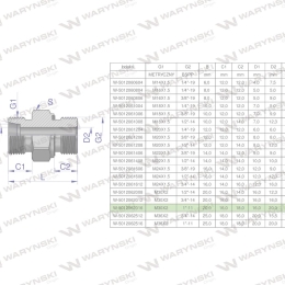 Przyłączka hydrauliczna (odmiana ciężka XGE) BB M30x2 20S x 1" BSP ED Waryński ( sprzedawane po 2 )