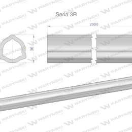 Rura trójkątna wewnętrzna Seria 3R wału przegubowo-teleskopowego 36x4.5 mm - 2m WARYŃSKI (sprzedawane po 2)