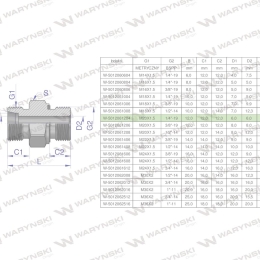 Przyłączka hydrauliczna (odmiana ciężka XGE) BB M20x1.5 12S x 1/4" BSP ED Waryński ( sprzedawane po 5 )