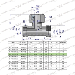 Trójnik hydrauliczny symetryczny metryczny BAB M18x1.5 12L (XEVT) Waryński ( sprzedawane po 5 )