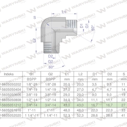 Kolanko hydrauliczne calowe BB 3/4" BSP (XW) Waryński ( sprzedawane po 2 )