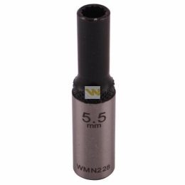 Nasadka dwunastokątna 1/4". 5.5 mm. długa. CrV50BV30. DIN 3124. Waryński