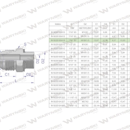 Przyłączka hydrauliczna BB 7/16"UNF (JIC) x M18x1.5 (XGE) Waryński ( sprzedawane po 2 )