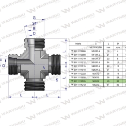 Czwórnik hydrauliczny metryczny BBBB M45x2 35L Waryński