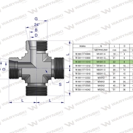 Czwórnik hydrauliczny metryczny BBBB M16x1.5 10L Waryński