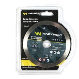 Tarcza diamentowa do cięcia na mokro pełna 125 x 22.23 mm Waryński