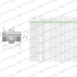 Przyłączka hydrauliczna (odmiana ciężka XGE) BB M14x1.5 06S x 1/4" BSP ED Waryński ( sprzedawane po 5 )