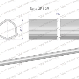 Rura zewnętrzna Seria 2R i 3R do wału 1110 przegubowo-teleskopowego 43.5x3.4 mm 985 mm WARYŃSKI