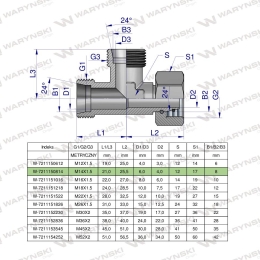 Trójnik hydrauliczny niesymetryczny metryczny BBA M14x1.5 08L (XEVL) Waryński ( sprzedawane po 2 )