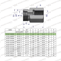 Tulejka różnicowa hydrauliczna AB M12x1.5 06L GZ x 1/8" BSP GW Waryński ( sprzedawane po 2 )