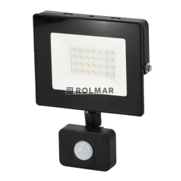 Naświetlacz, Lampa LED SMD 230V 20W 4000K 1640LM IP65 CZARNY Z CZUJNIKIEM RUCHU