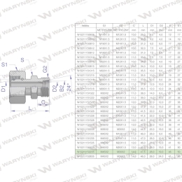 Złączka hydrauliczna metryczna AB (XKOR) A-M45x2 35L / B-M30x2 22L Waryński