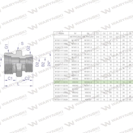 Złączka hydrauliczna redukcyjna metryczna BB M30x2 22L / M22x1.5 15L (XG) Waryński