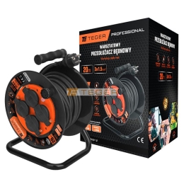 Przedłużacz bębnowy, warsztatowy PROFESSIONAL, 3X1,5mm, IP44, H05RR-F, cert. CE / 20M, Teger
