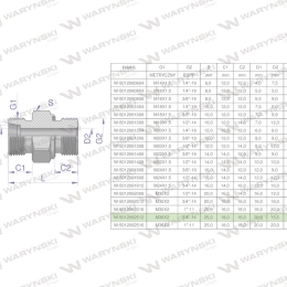 Przyłączka hydrauliczna (odmiana ciężka XGE) BB M36x2 25S x 3/4" BSP ED Waryński ( sprzedawane po 2 )