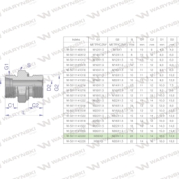 Przyłączka hydrauliczna metryczna BB (XGE) M30x2 22L x M22x1.5 ED Waryński ( sprzedawane po 2 )