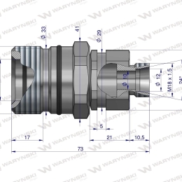 Szybkozłącze hydrauliczne skręcane gniazdo M18x1.5 gwint zewnętrzny 300bar Waryński