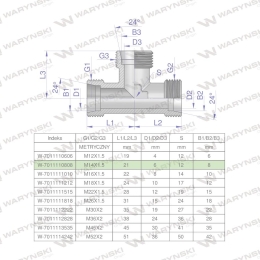 Trójnik hydrauliczny metryczny BBB M14x1.5 08L (XT) Waryński ( sprzedawane po 2 )