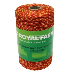 Plecionka, do elektryzatora 2mm, 3x0,16mm SS żółto-pomarańczowa 250m, Royal Farm